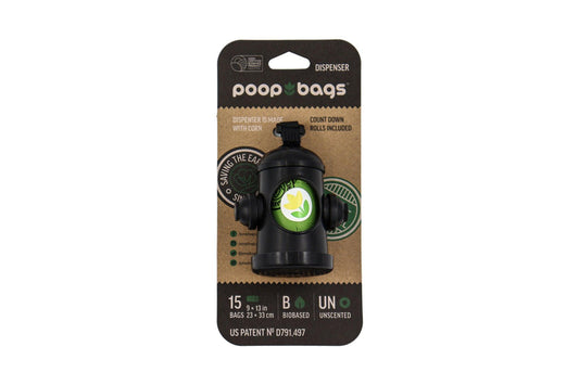 Biobased Fire Hydrant Poop Bag Dispenser with 15 Eco-Friendly Bags
